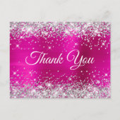 Carte Postale Remerciements pour 30e anniversaire Magenta Paille (Devant)