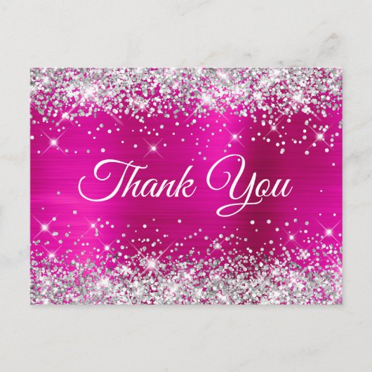 Carte Postale Remerciements pour 30e anniversaire Magenta Paille (Devant)