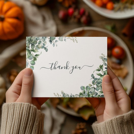 Carte Postale Remerciements pour Baby Shower au thème d'eucalypt