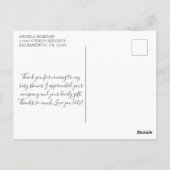 Carte Postale Remerciements pour Baby Shower au thème d'eucalypt (Dos)