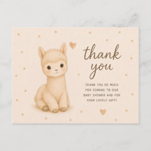 Carte Postale Remerciements pour Baby Shower Baby Alpaca