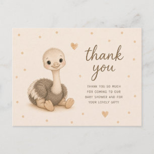 Carte Postale Remerciements pour Baby Shower Baby Autruche