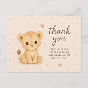 Carte Postale Remerciements pour Baby Shower Bébé Lionceau