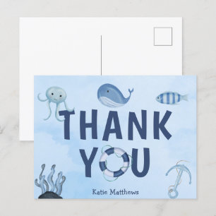 Carte Postale Remerciements pour Baby Shower Côtier Mignon Anima