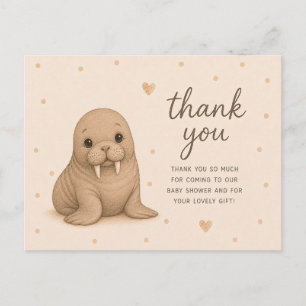 Carte Postale Remerciements pour Baby Shower de bébé morse