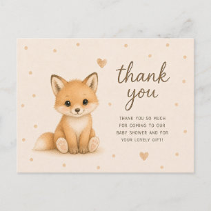 Carte Postale Remerciements pour Baby Shower de Bébé Renard