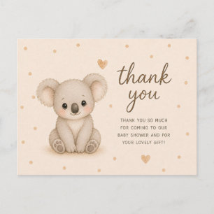 Carte Postale Remerciements pour Baby Shower Ourson Koala