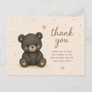 Carte Postale Remerciements pour Baby Shower Ourson Noir