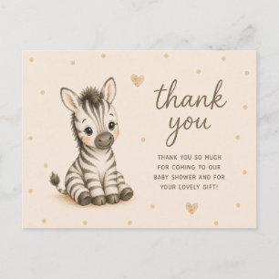 Carte Postale Remerciements pour Baby Shower pour un bébé zèbre