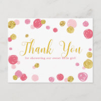 Remerciements pour Baby Shower Rose Gold Doux à po