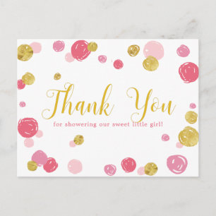 Carte Postale Remerciements pour Baby Shower Rose Gold Doux à po