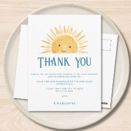 Carte Postale Remerciements pour Baby Shower Sunshine