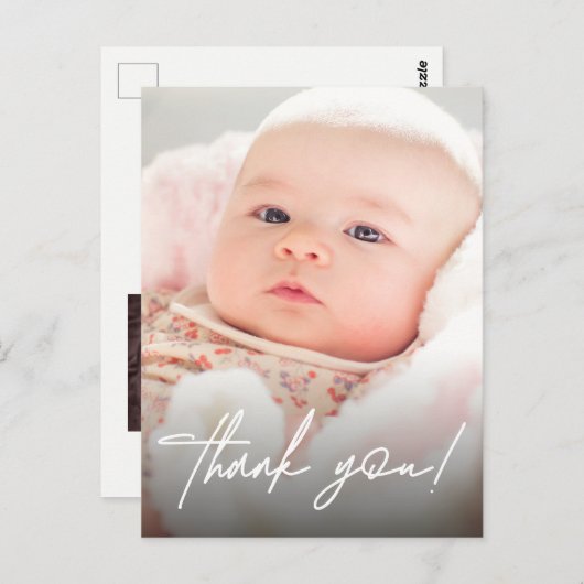 Carte Postale Remerciements pour Bébé Fille avec Photos Moderne (Devant / Derrière)