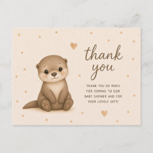 Carte Postale Remerciements pour la Baby Shower de bébé loutre
