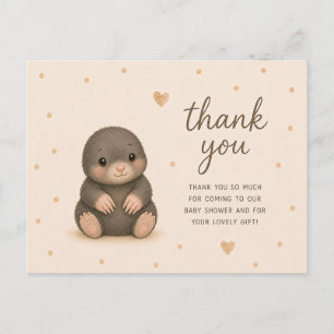 Carte Postale Remerciements pour la Baby Shower de Bébé Taupe