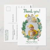 Carte Postale Remerciements pour la Baby Shower sur les Animaux  (Devant / Derrière)