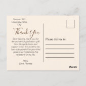 Carte Postale Remerciements pour la graduation en typographie te (Dos)