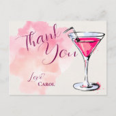 Carte Postale Remerciements pour la soirée cocktail Pink Martini (Devant)