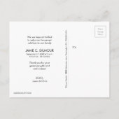 Carte Postale Remerciements pour l'annonce de naissance de bébé  (Dos)