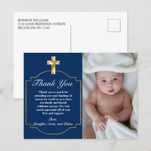 Carte Postale Remerciements pour le baptême d'un garçon avec une