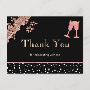 Carte Postale Remerciements pour les 40 ans Champagne Or Noir &