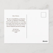 Carte Postale Remerciements pour les congés de Thanksgiving pour (Dos)