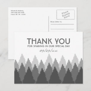 Carte Postale Remerciements pour Mariage au Bois de Grey Forest 