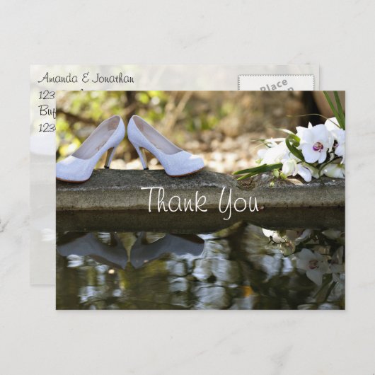 Carte Postale Remerciements pour mariage blanc (Devant / Derrière)