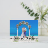 Carte Postale Remerciements pour mariage | Photo Love and Thanks (Debout devant)