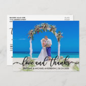 Carte Postale Remerciements pour mariage | Photo Love and Thanks (Devant / Derrière)