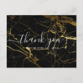 Carte Postale Remerciements pour mariage | Script en marbre noir (Devant)
