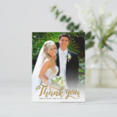 Carte Postale Remerciements pour mariage | Script Gold sur photo (Debout devant)
