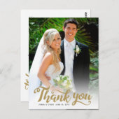 Carte Postale Remerciements pour mariage | Script Gold sur photo (Devant / Derrière)