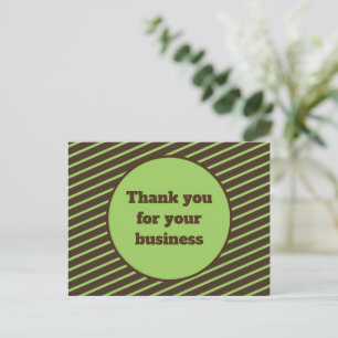 Carte Postale Remerciements pour nos clients rayure verte marron