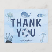 Carte Postale Remerciements pour une Baby Shower Côtière Mignonn (Devant)