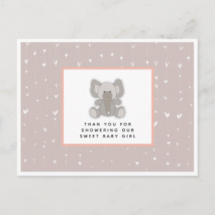 Carte Postale Remerciements pour une Baby Shower d'un Éléphant d