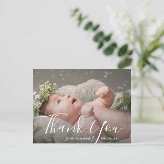 Carte Postale Remerciements pour une Baby Shower élégante et sim (Debout devant)