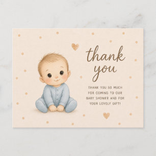 Carte Postale Remerciements pour une Baby Shower pour Garçon