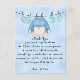 Carte Postale Remerciements pour une Baby Shower pour un Petit G
