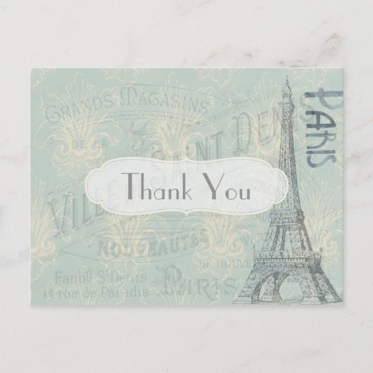 Carte Postale Remerciements sur le thème de Paris (Devant)