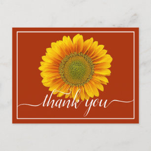 Carte Postale Remerciements Tournesol Orange et Jaune Lumineux M