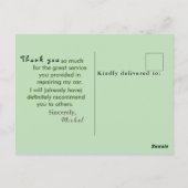 Carte Postale Remercier le mécanicien  (Dos)