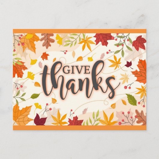 Carte Postale Remercier les feuilles d'automne de Thanksgiving (Devant)