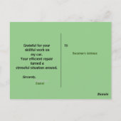 Carte Postale Remercier un mécanicien (Dos)