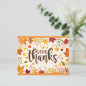 Carte Postale Remerciez Automne Feuilles Thankesgiving (Debout devant)