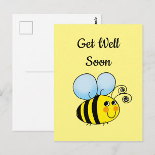 Carte Postale Remets-toi vite (jolie abeille)