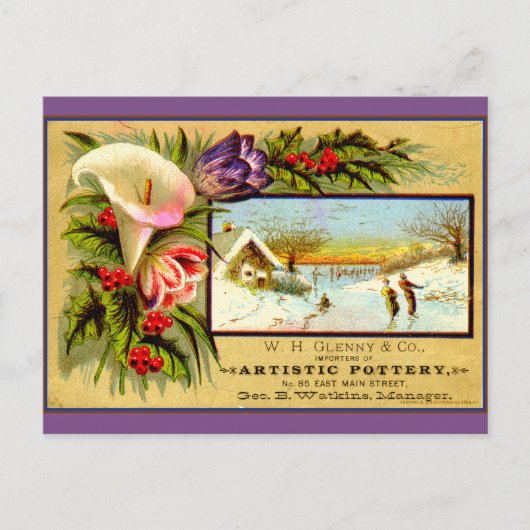 Carte Postale Réminiscence saisonnière : patinage sur glace (Devant)