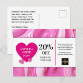 Carte Postale Remise Coupon de la Saint Valentin Pink Swirls (Devant / Derrière)