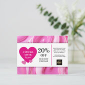Carte Postale Remise Coupon de la Saint Valentin Pink Swirls (Debout devant)