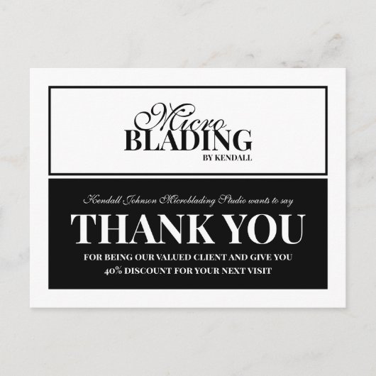 Carte Postale Remise de remerciement pour client de Microblading (Devant)